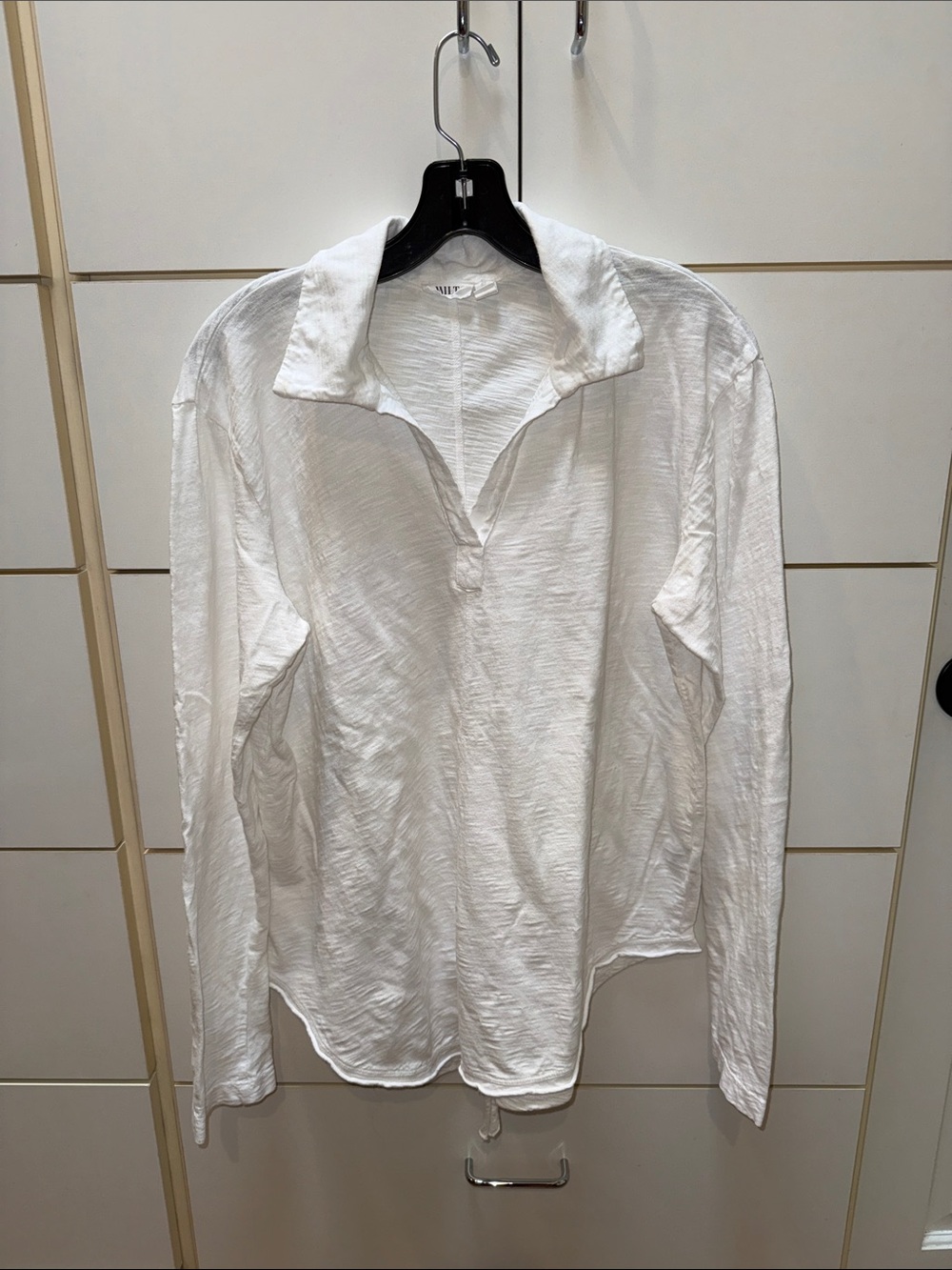 WILT White Long-Sleeve Collared Women's Top